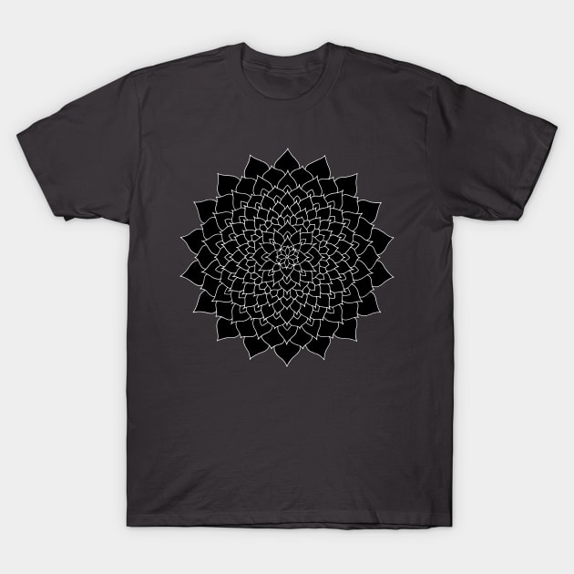 Floral Mandala Black T-Shirt by ElviraDraat